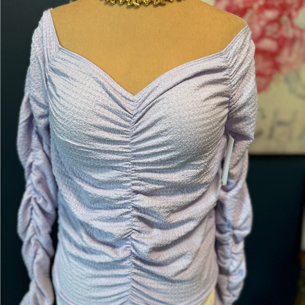 Elodi Lavender Ruched Long Sleeve Top L.